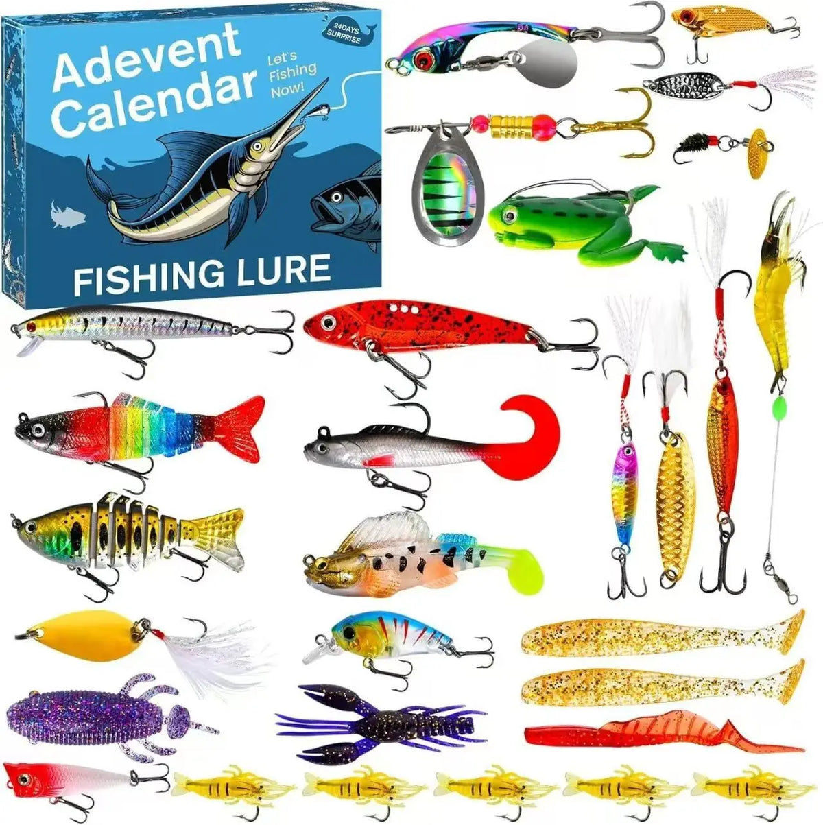 Viskalender 24 Dagen Kunstaas Set Met Minnows Spinners Haken Zoet Zoutwater Voor Baars Forel Roofvis | Sulvida