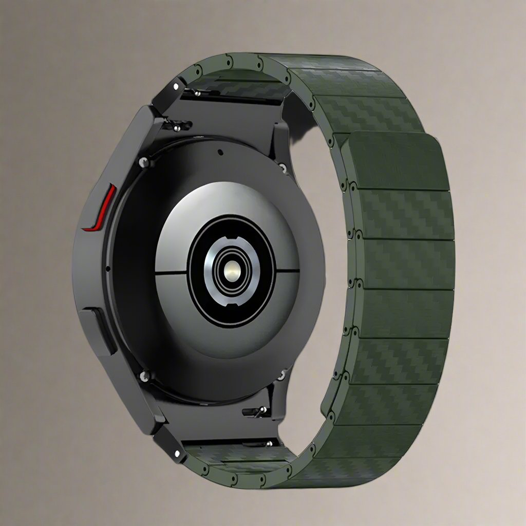 Bracelet de montre en carbone pour Galaxy Watch 4 5 6, noir, argenté, doré – réglable, magnétique, avec fermoir luxueux | Sulvida