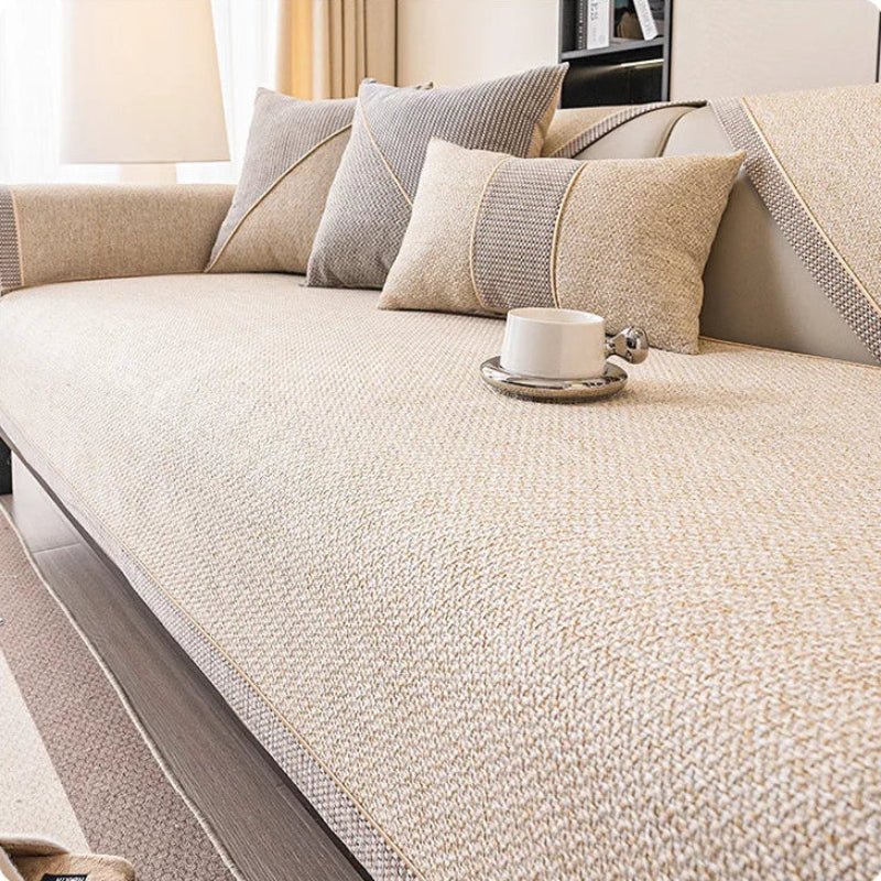Modulaire Bankhoes Katoen-Linnen Mix | Antislip Acolchado Bankovertrek voor Zitbank Lounge & Hoekbank | Sulvida