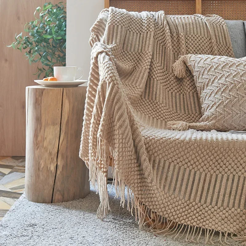Gebreide Plaid Scandinavisch Design 150x240 cm Acryl Woonplaid Warmte Comfort Decoratief Interieur Woonkamer | Sulvida