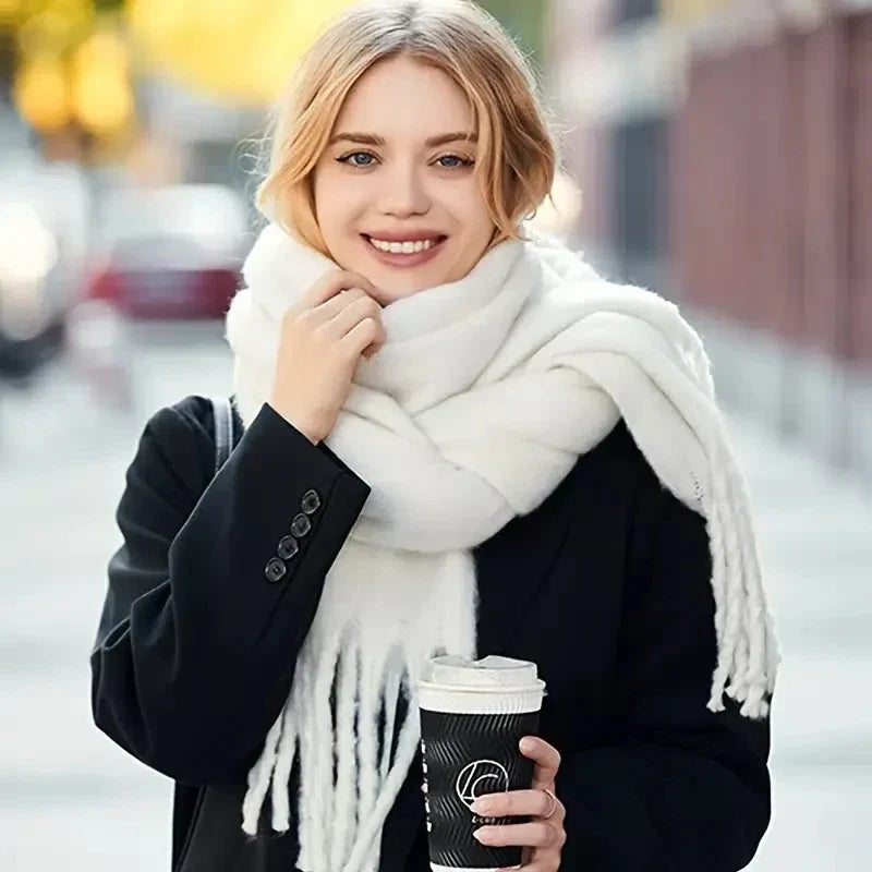 Dikke Pashmina Sjaal met Franje voor Dames - Warme Winter Accessoire Omslagdoek in Diverse Kleuren Stijlvol | Sulvida