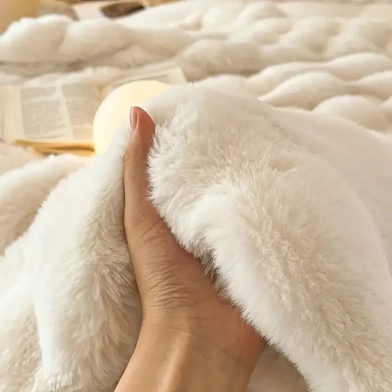 Dubbelzijdige Winterdeken Fluweelzacht Imitatiebont Luxe Plaid Warmtedeken voor Bank en Bed Woonkamer | Sulvida