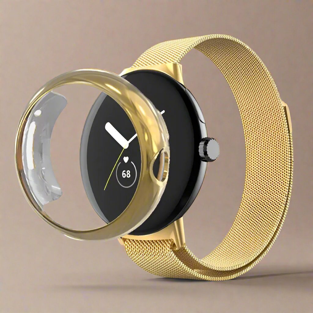 Bracelet de montre en acier inoxydable avec boîtier pour Google Pixel Watch et Pixel Watch 2 | Sulvida