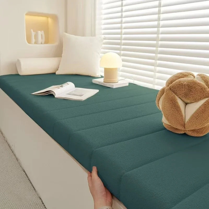 Coussin de banc rectangulaire en velours teddy antidérapant, 80-150 cm, pour banquette, banc de jardin, rebord de fenêtre et banc lounge | Sulvida
