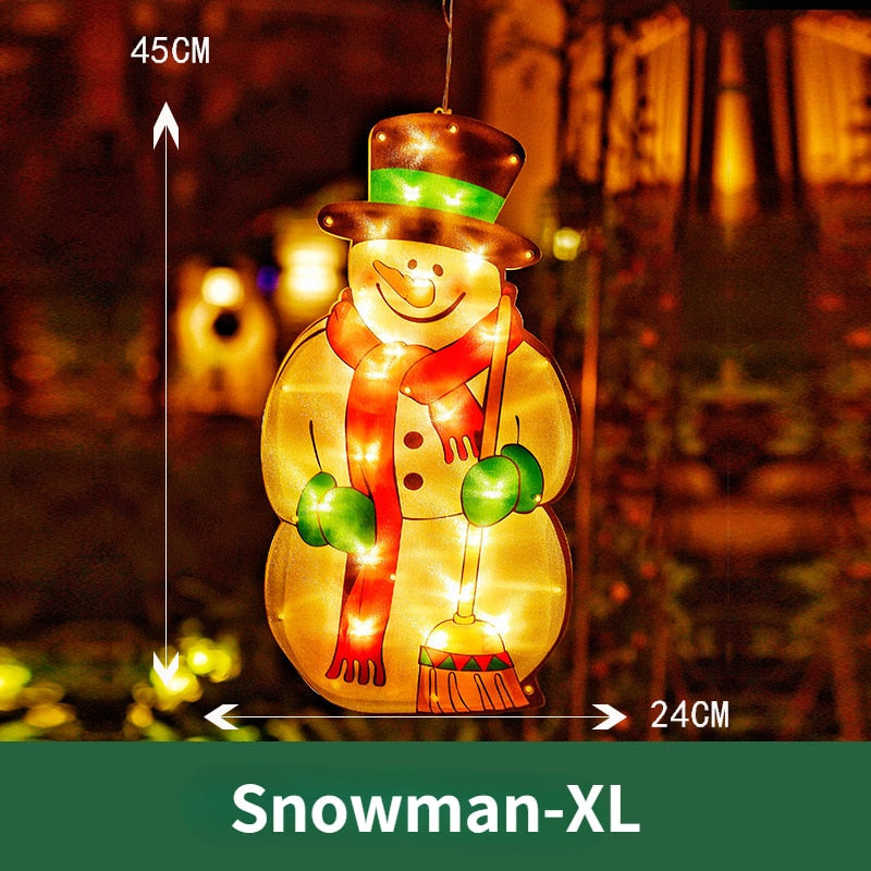Kerstverlichting Raam LED Decoratie Kerstman Sneeuwpop Knipperend op Batterij Sfeervol Kerstraam Versiering | Sulvida