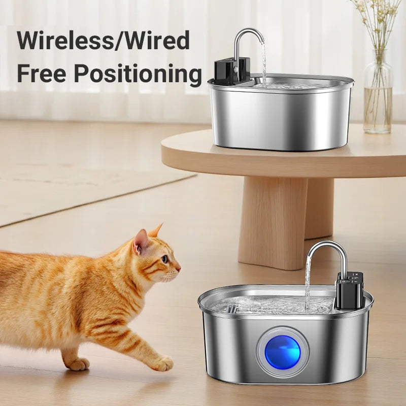 Drinkfontein Kat Oplaadbaar RVS 3,2L Sensorgestuurd Stil Waterreservoir met Filters voor Huisdieren Katten | Sulvida
