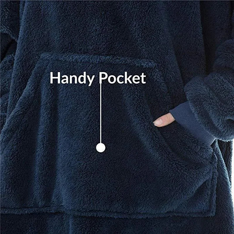 Tragbare Decke mit Kapuze, beidseitiges Fleece, warme Loungewear-Decke für Herbst und Winter | Sulvida