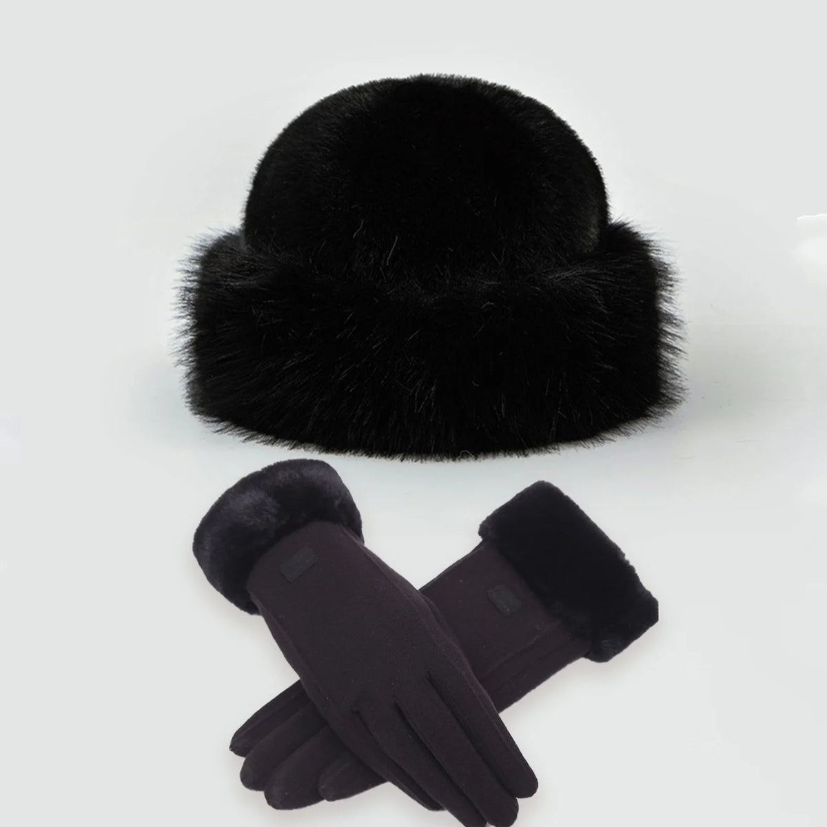 Pluche Winterset Muts en Handschoenen Dames Teddy Fleece Warm Buckethat Winteraccessoires Wintersport | Sulvida