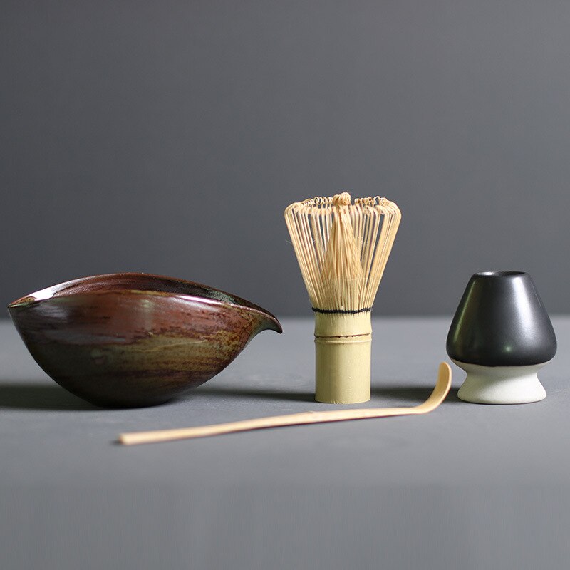Ceremoniële Matcha Thee Set Bamboe en Keramiek 4-delig Met Klopper Zeef en Kom voor Authentieke Theerituelen | Sulvida