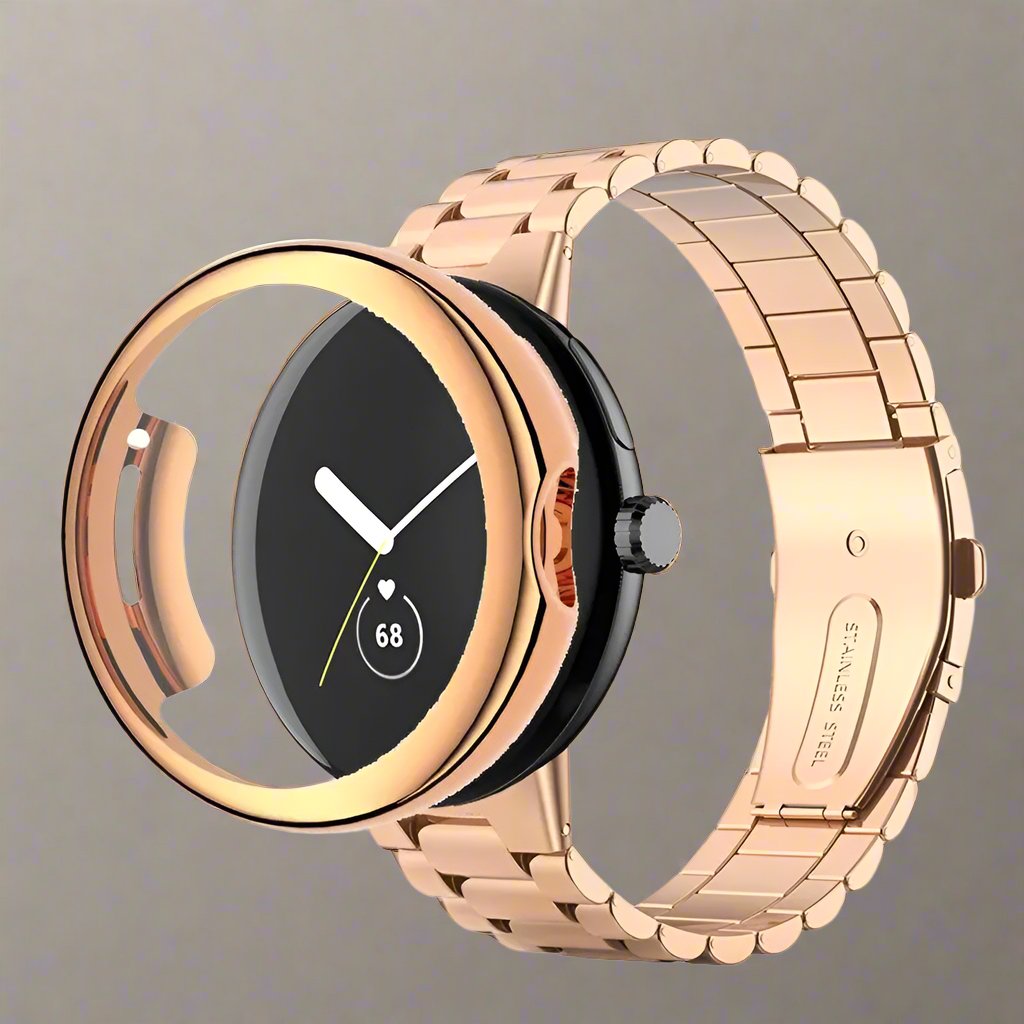 Bracelet de montre en acier inoxydable avec boîtier pour Google Pixel Watch et Pixel Watch 2 | Sulvida