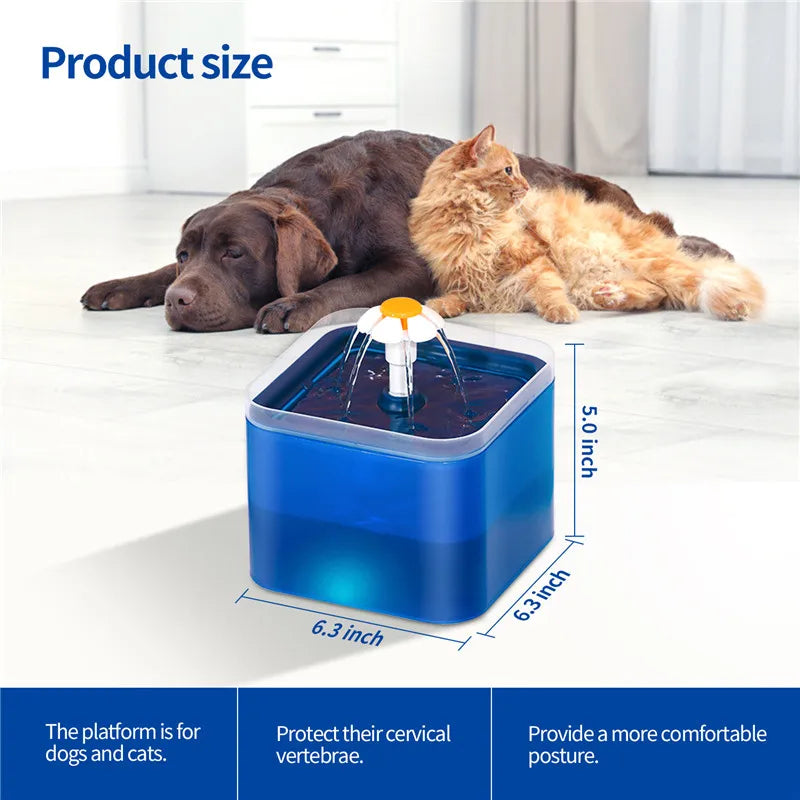 Huisdierwaterfontein 2L met LED-verlichting & 4-laags filtersysteem voor katten en honden stilte drinkbak | Sulvida