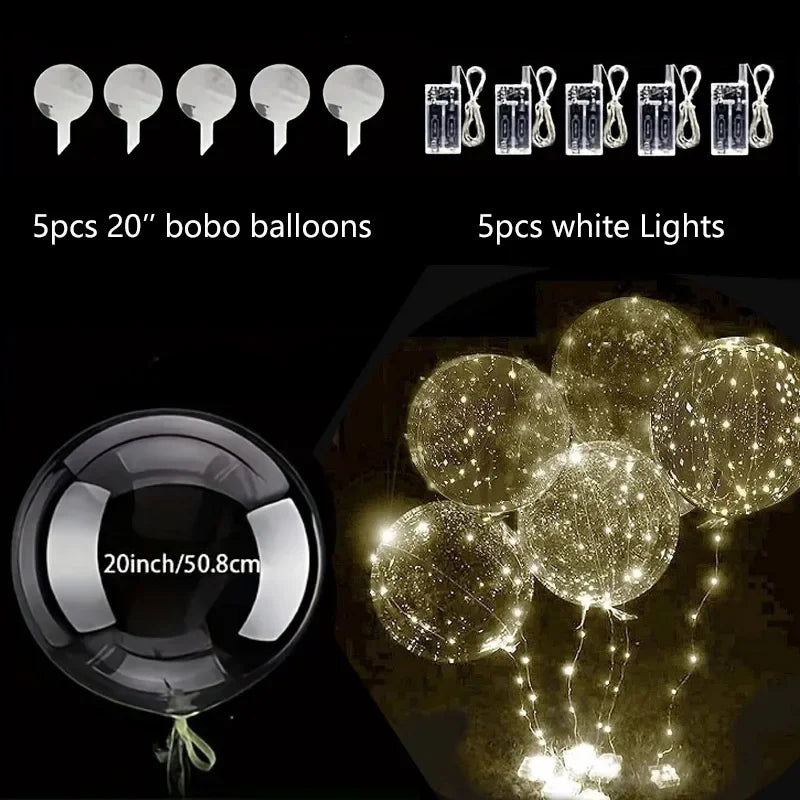 Transparante LED-ballonnen 50 cm met 3 meter lichtsnoer voor bruiloft verjaardag feest party decoratie sfeer | Sulvida