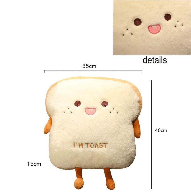 Pluche Handwarmer Kussen Toast Brood Vorm Zacht Knuffelkussen Warmtekussen voor Koude Handen Winters | Sulvida