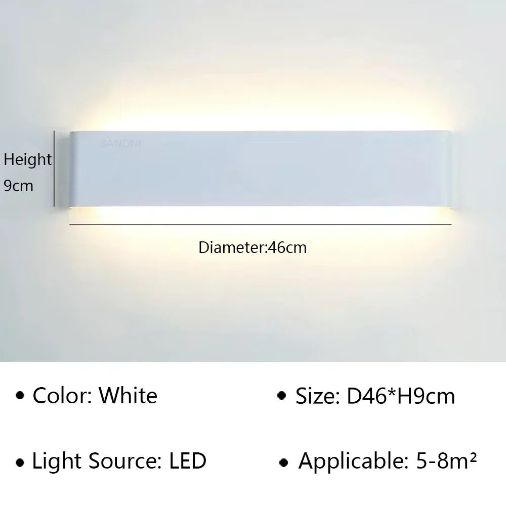 LED Wandlamp Moderne Rechthoek 30cm Warm Wit Sfeervol voor Slaapkamer Hal Badkamer Woonkamer Verlichting | Sulvida