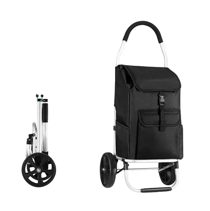 Inklapbare Aluminium Boodschappentrolley Lichtgewicht Opvouwbaar Winkelwagen voor Boodschappen Zwart Groen Geel | Sulvida