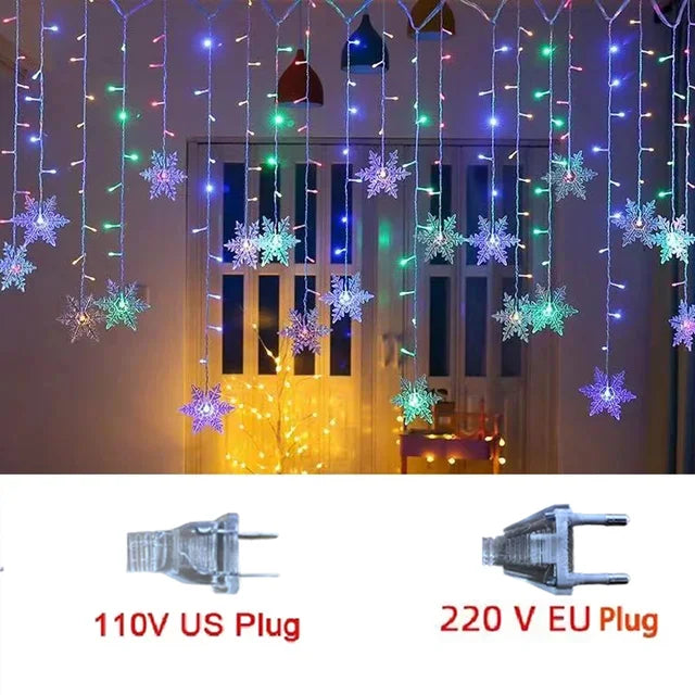 LED Sneeuwvlok Lichtgordijn 3,2 Meter Waterdicht met 8 Lichtmodi voor Feestverlichting Binnen Buiten | Sulvida