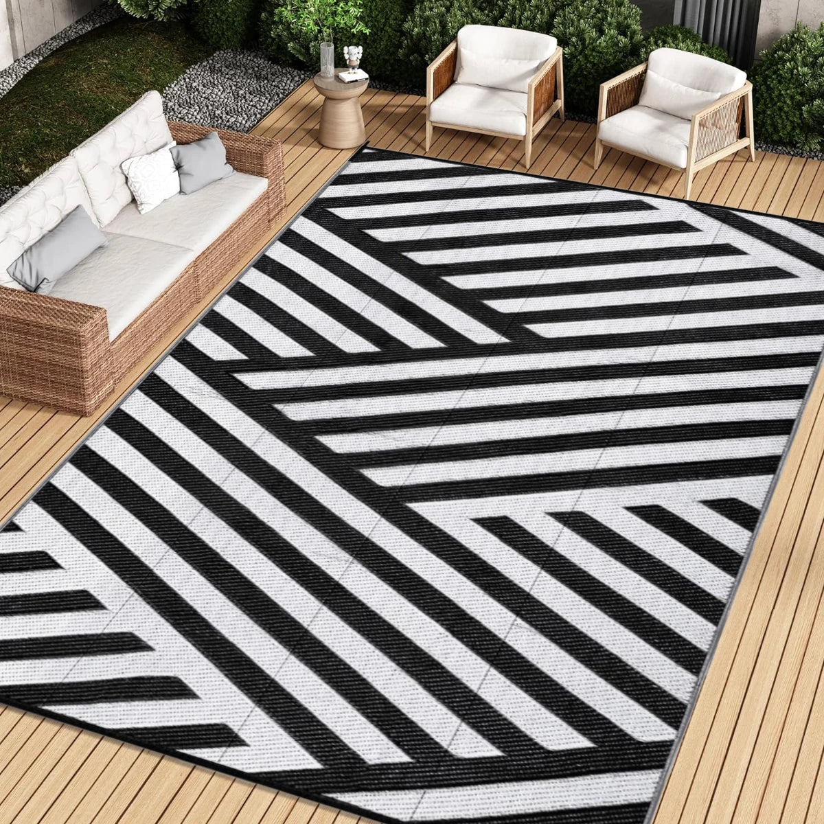 Dubbelzijdig Buitenkleed Polypropyleen Rechthoek Bladmotief Terras Tuin Picknick Balkon Waterdicht Duurzaam | Sulvida