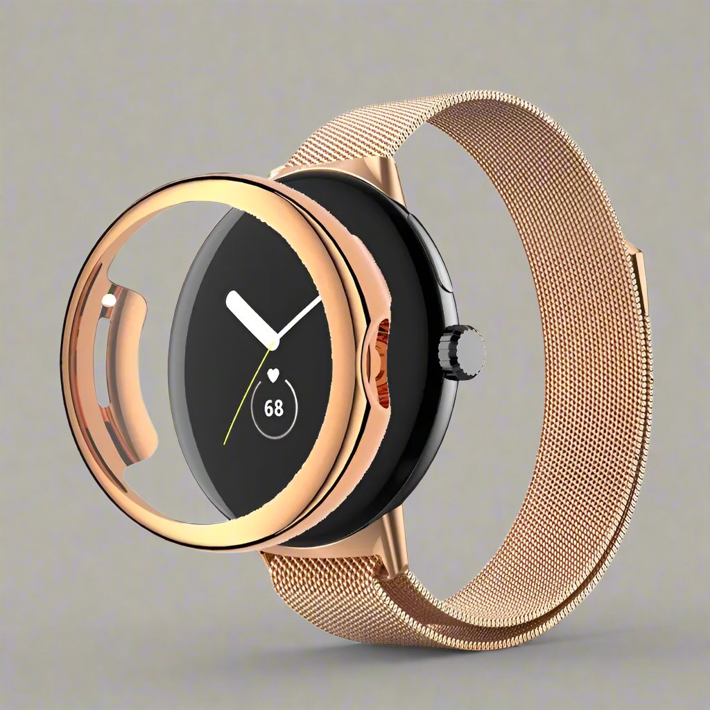 Bracelet de montre en acier inoxydable avec boîtier pour Google Pixel Watch et Pixel Watch 2 | Sulvida