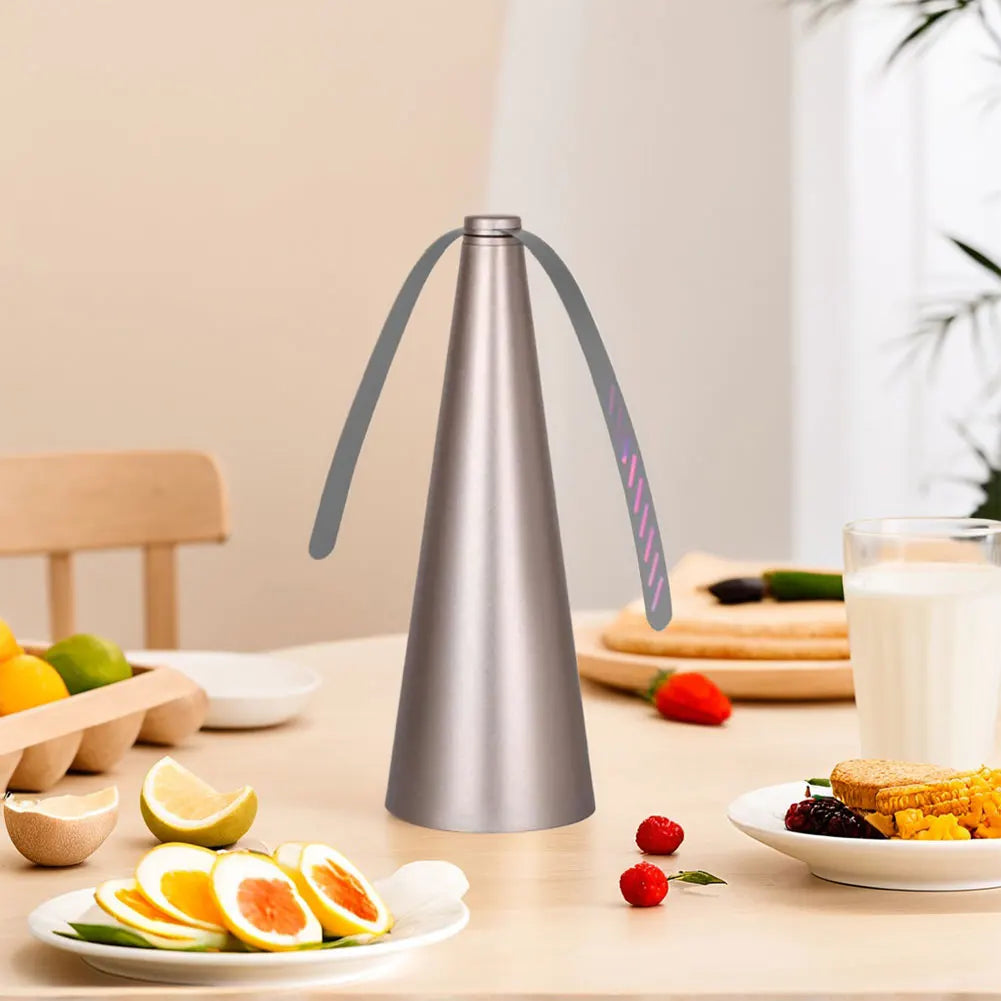 Tafelventilator met Holografische Bladen tegen Vliegen USB en Batterij Oplading Barbecue Picknick Tuin | Sulvida