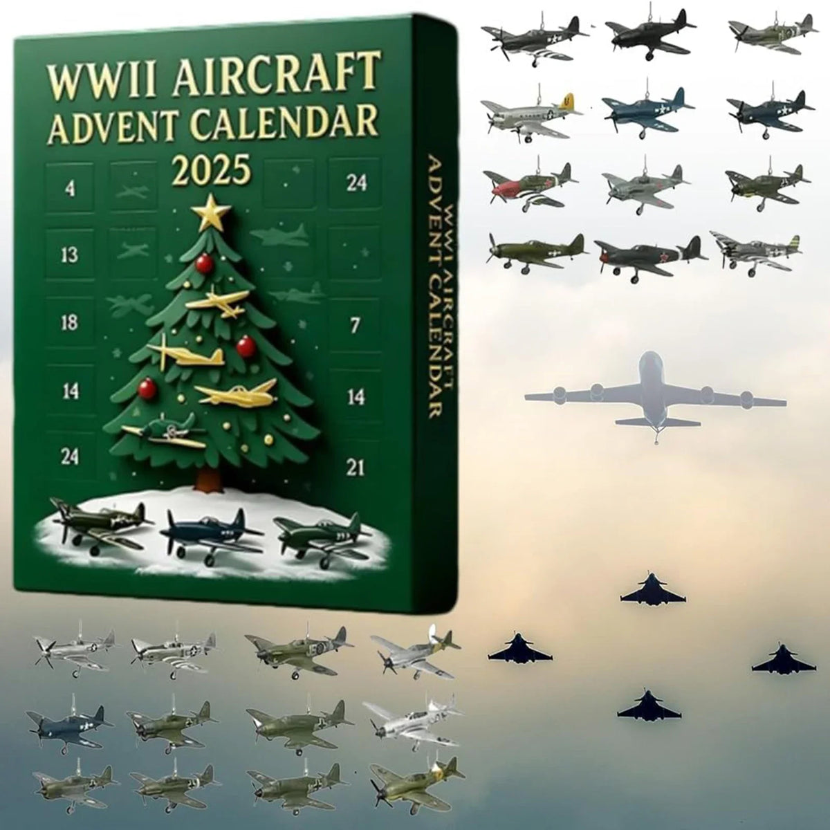 Historische Vliegtuigen Adventskalender 24 Dagen Verrassingscollectie Miniaturen Oorlogstuigen Cadeau | Sulvida