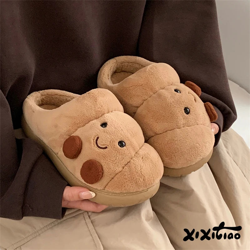 Pluche Huisslippers Croissant Dames Heren Warme Winterpantoffels Antislip Binnenschoenen Unisex Comfortabel | Sulvida