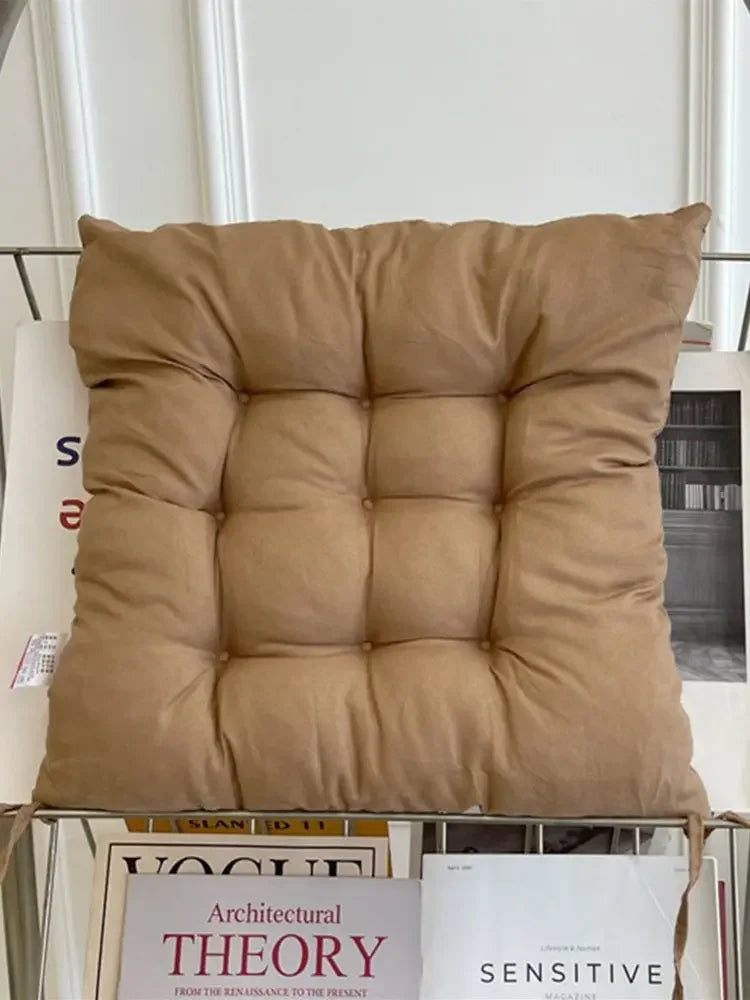 Coussin de chaise carré marron 40x40 cm en coton et lin, doux et confortable pour le bureau, la maison ou la salle à manger | Sulvida