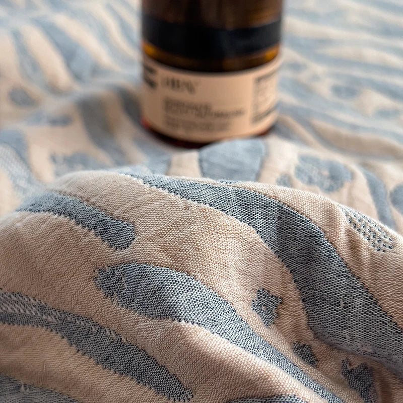 Drielaags Muslin Plaid Katoen Gestreept Lichtgewicht Ademend Zacht Deken Woonkamer Slaapkamer Bed Bank | Sulvida
