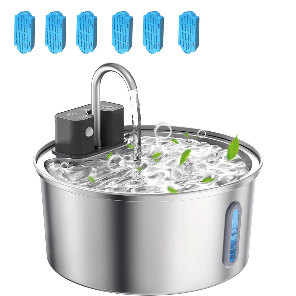 Draadloze Drinkfontein voor Huisdieren 3L RVS Sensorgestuurde Automatische Waterdispenser voor Katten en Honden | Sulvida