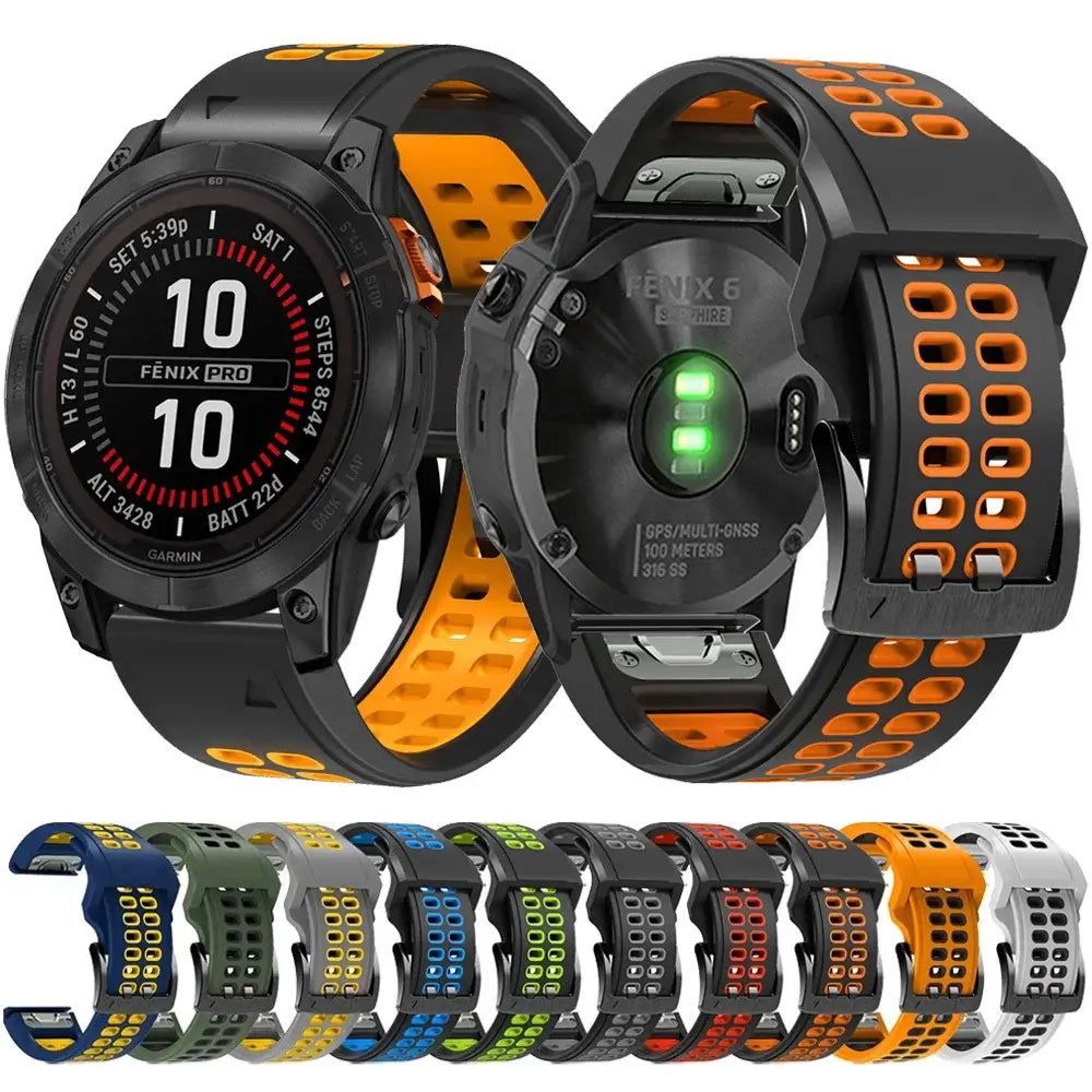 Bracelet de montre en silicone QuickFit 22mm et 26mm, respirant, adapté au sport, interchangeable, élégant | Sulvida