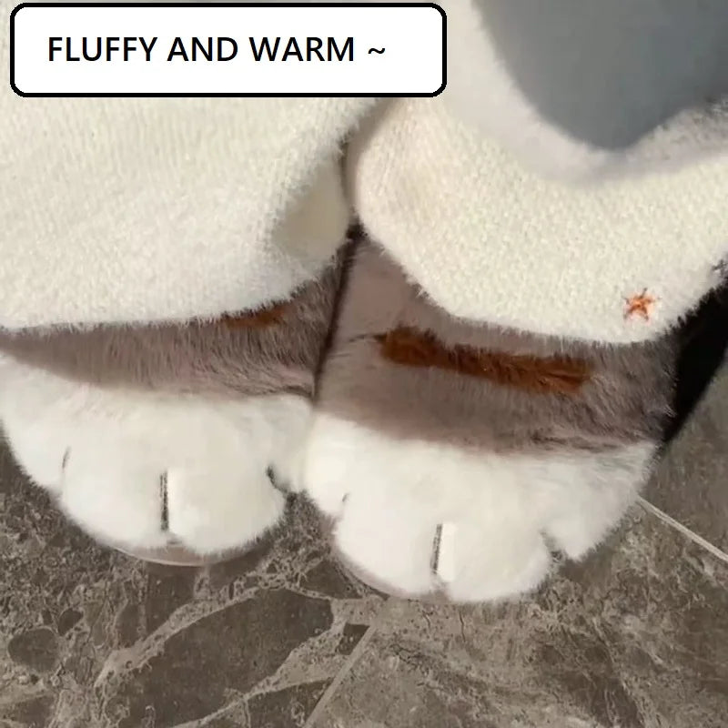 Pluche pantoffels met kattenpootjes voor dames binnen buiten warme antislip slippers huisschoenen comfortabel | Sulvida