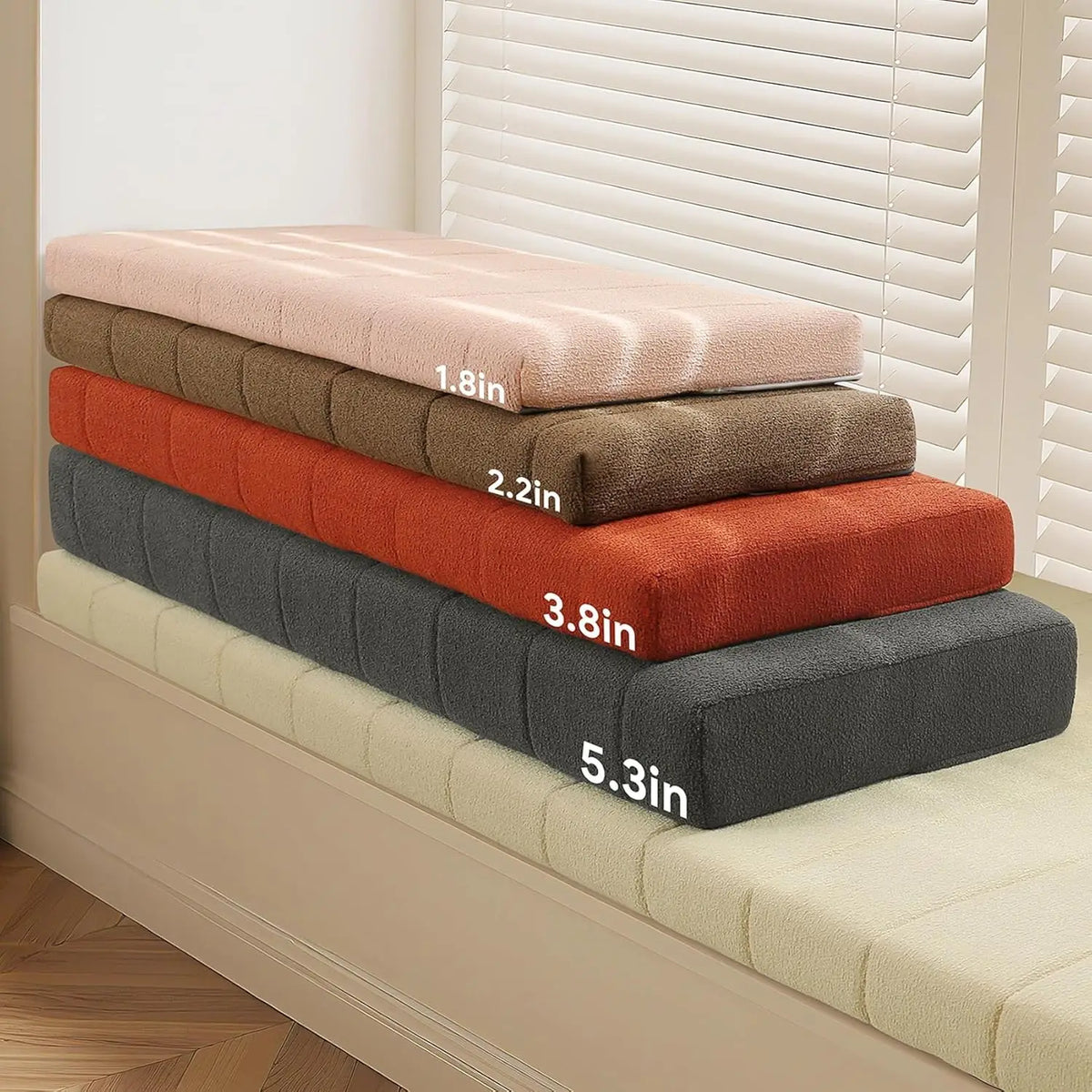 Coussin de banc rectangulaire en velours teddy antidérapant, 80-150 cm, pour banquette, banc de jardin, rebord de fenêtre et banc lounge | Sulvida