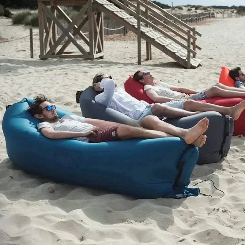Canapé gonflable pliant d’extérieur à gonflage rapide, transat gonflable pour camping, pique-nique, jardin, plage et détente | Sulvida