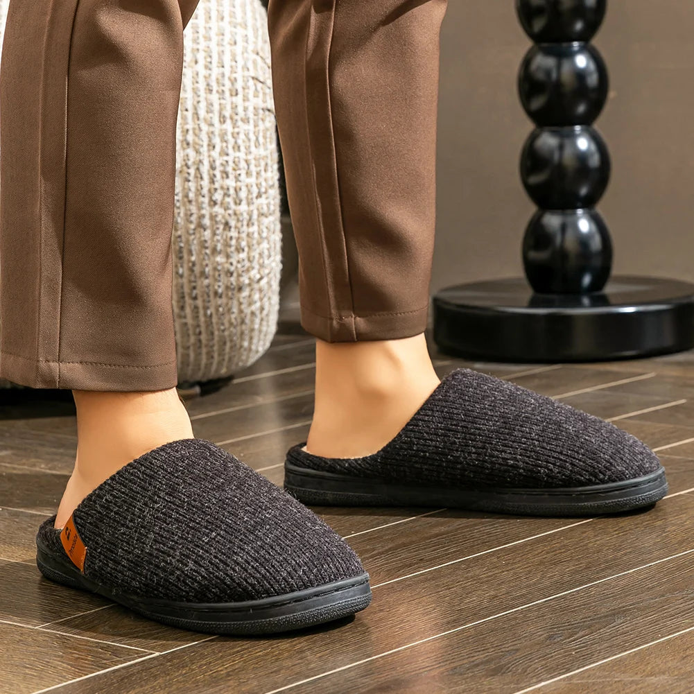 Herenpantoffels Winter Gebreid Memory Foam Antislip TPR Zool Warme Binnenschoen Indoor Sloffen Comfort | Sulvida