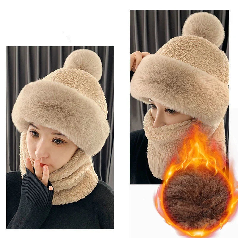 Warme Dikke Muts Sjaal Set voor Dames – Pluizig Winteraccessoire Veelzijdig Design Gebreide Muts en Sjaal | Sulvida