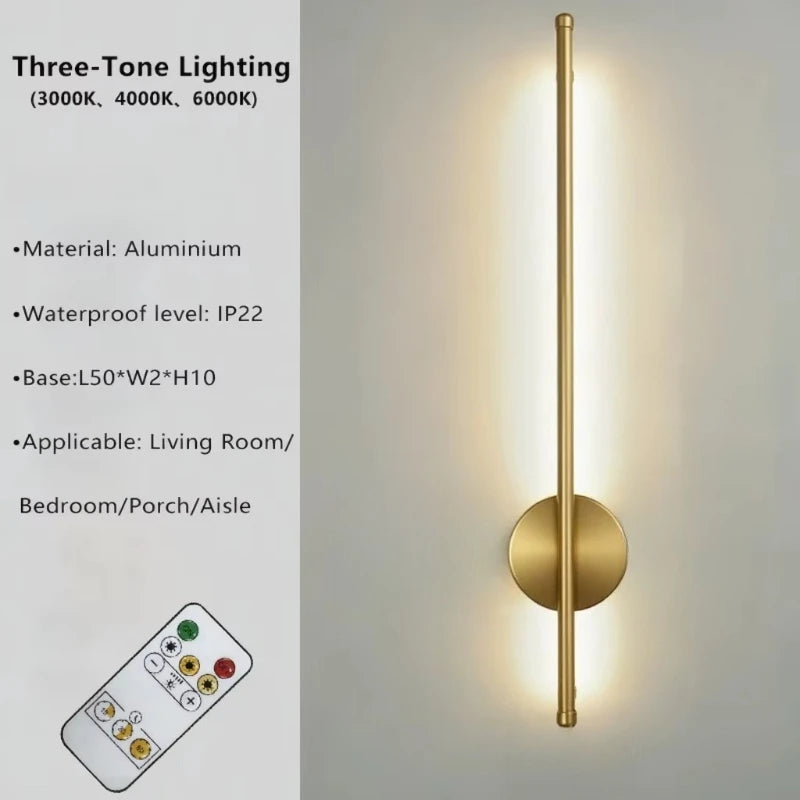 Draadloze Wandlamp Oplaadbaar 50cm LED Magneetbevestiging Zwart Goud Woonkamer Slaapkamer Trappenhuis | Sulvida
