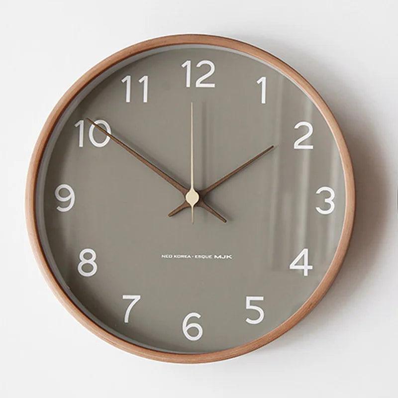 Houten Wandklok met Glazen Wijzerplaat Minimalistisch Design voor Woonkamer Slaapkamer Kantoor en Hal | Sulvida