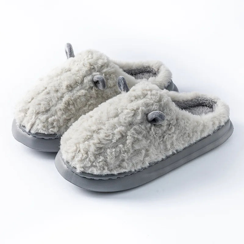 Dames winterpantoffels fleece hoge zool warm gevoerd indoor outdoor antislip huisschoenen comfortabel | Sulvida