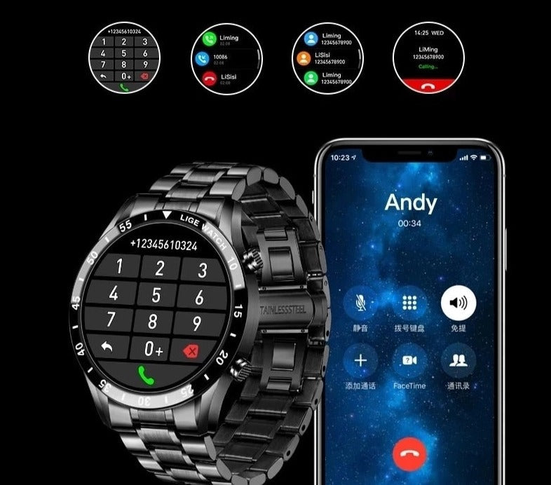 Premium Multifunctioneel Smartwatch met Bluetooth-belfunctie en Hartslagmonitor – Luxe Fitnesstracker voor iPhone & Android met Slaapanalyse en Stappenteller | Sulvida