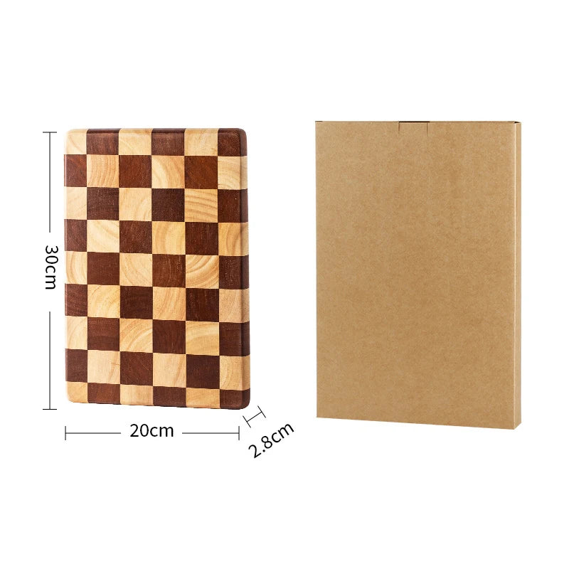 Snijplank Rubberhout End Grain Omkeerbaar Serveerplank Vlees Groente Brood Keukenplank Zwaar Duurzaam | Sulvida