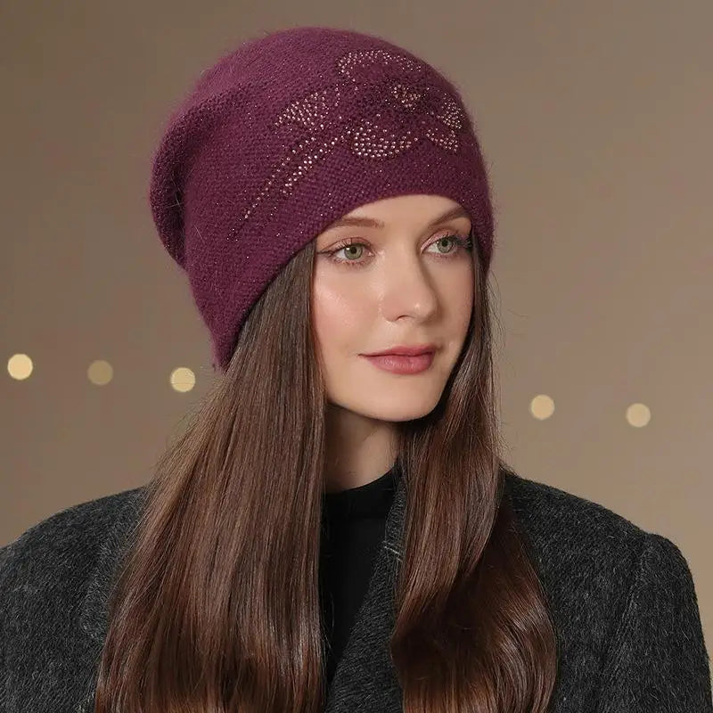 Gebreide Dames Wintermuts met Decoratief Detail Warme Beanie Hoed Casual Streetwear Geometrisch Patroon | Sulvida