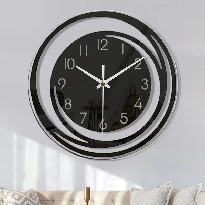 Moderne Wandklok Zwart Acryl – Geometrisch Scandinavisch Design 30-120cm – Stil Uurwerk Woonkamer Slaapkamer | Sulvida