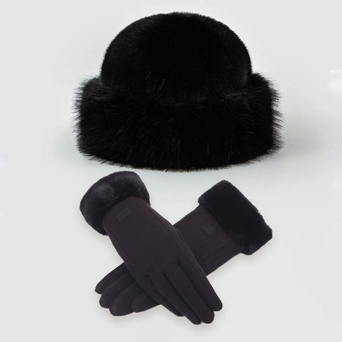 Pluche Winterset Muts en Handschoenen Dames Teddy Fleece Warm Buckethat Winteraccessoires Wintersport | Sulvida