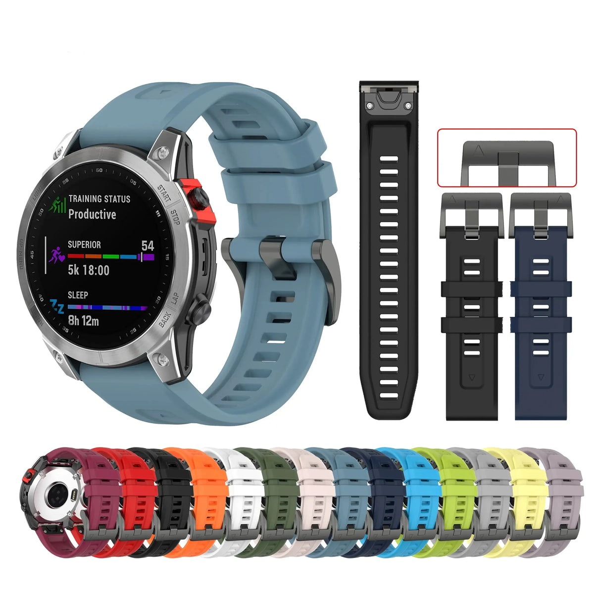Bracelet universel en silicone pour smartwatch avec fermeture rapide - Bracelet de montre de sport durable et confortable | Sulvida