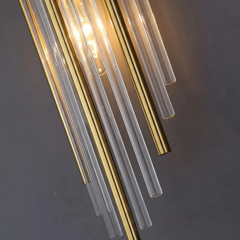 Kristallen wandlamp goud met smalle kap | LED verlichting woonkamer slaapkamer hal gangverlichting luxe interieur | Sulvida