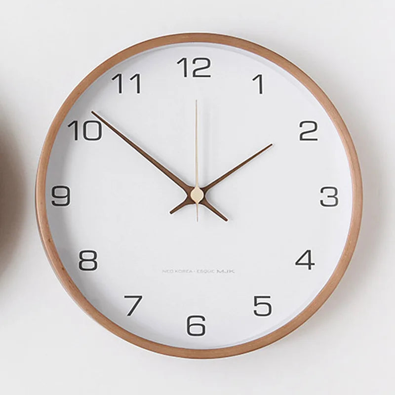 Houten Wandklok met Glazen Wijzerplaat Minimalistisch Design voor Woonkamer Slaapkamer Kantoor en Hal | Sulvida