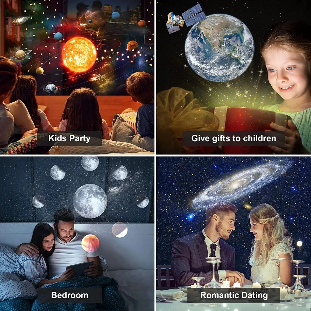 Projecteur ciel étoilé rotatif à 360°, veilleuse galaxie, éclairage d’ambiance spatial pour chambre d’enfant et chambre à coucher | Sulvida