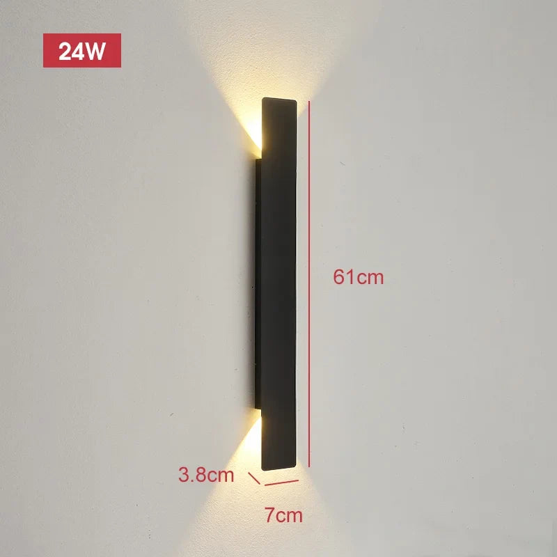 Applique extérieure LED 18W, aluminium noir, étanche IP65, éclairage extérieur moderne, installation facile au jardin | Sulvida