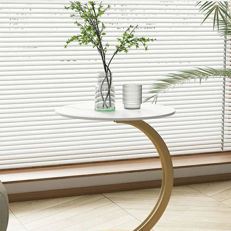 Compacte bijzettafel met stalen frame en houten blad voor woonkamer slaapkamer hoektafel nachtkastje | Sulvida