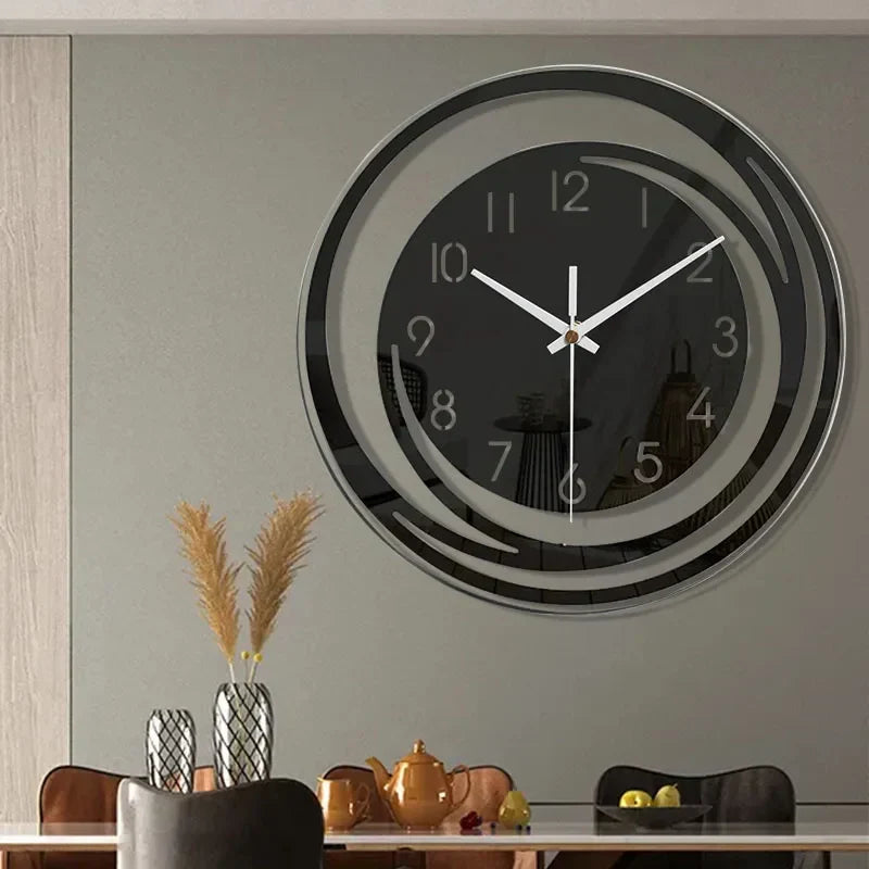 Moderne Wandklok Zwart Acryl – Geometrisch Scandinavisch Design 30-120cm – Stil Uurwerk Woonkamer Slaapkamer | Sulvida