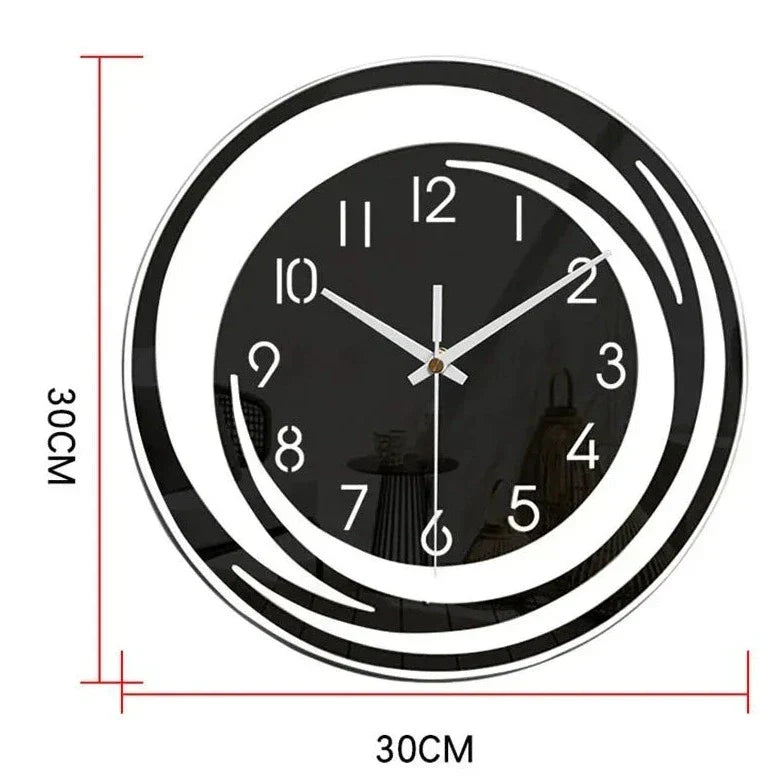 Moderne Wandklok Zwart Acryl – Geometrisch Scandinavisch Design 30-120cm – Stil Uurwerk Woonkamer Slaapkamer | Sulvida